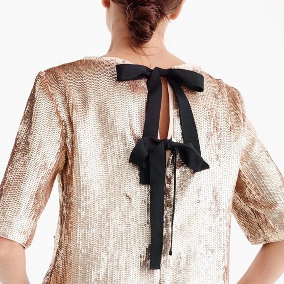 J. Crew Tops - J.Crew Rose Gold Bow Back Sequin Embellished Top